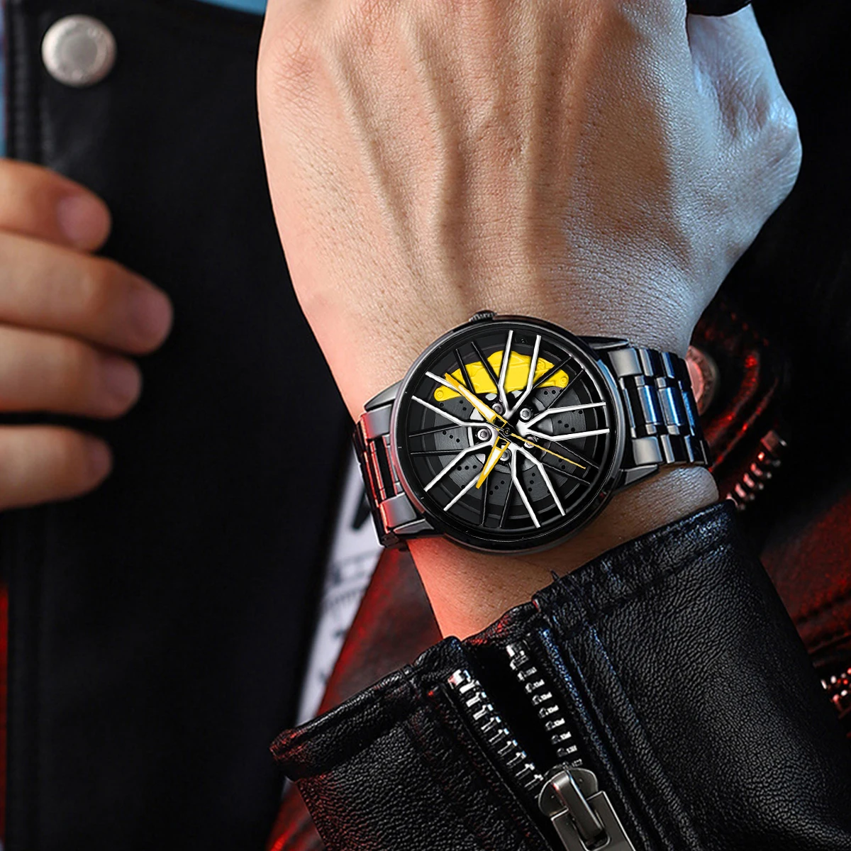 2024 جديد ساعة رجالي 42 مللي متر الدورية الهاتفي سيارة ساعة الفولاذ المقاوم للصدأ حزام موضة الرياضة نمط 3Bar حركة الكوارتز ساعات عادية