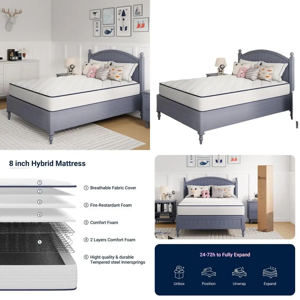 8 Twin XL Mattress in Box - Medium Soft, Breathable Cover & Adaptive Support, CertiPUR-US Certified, Ideal for Guest & Kids Room