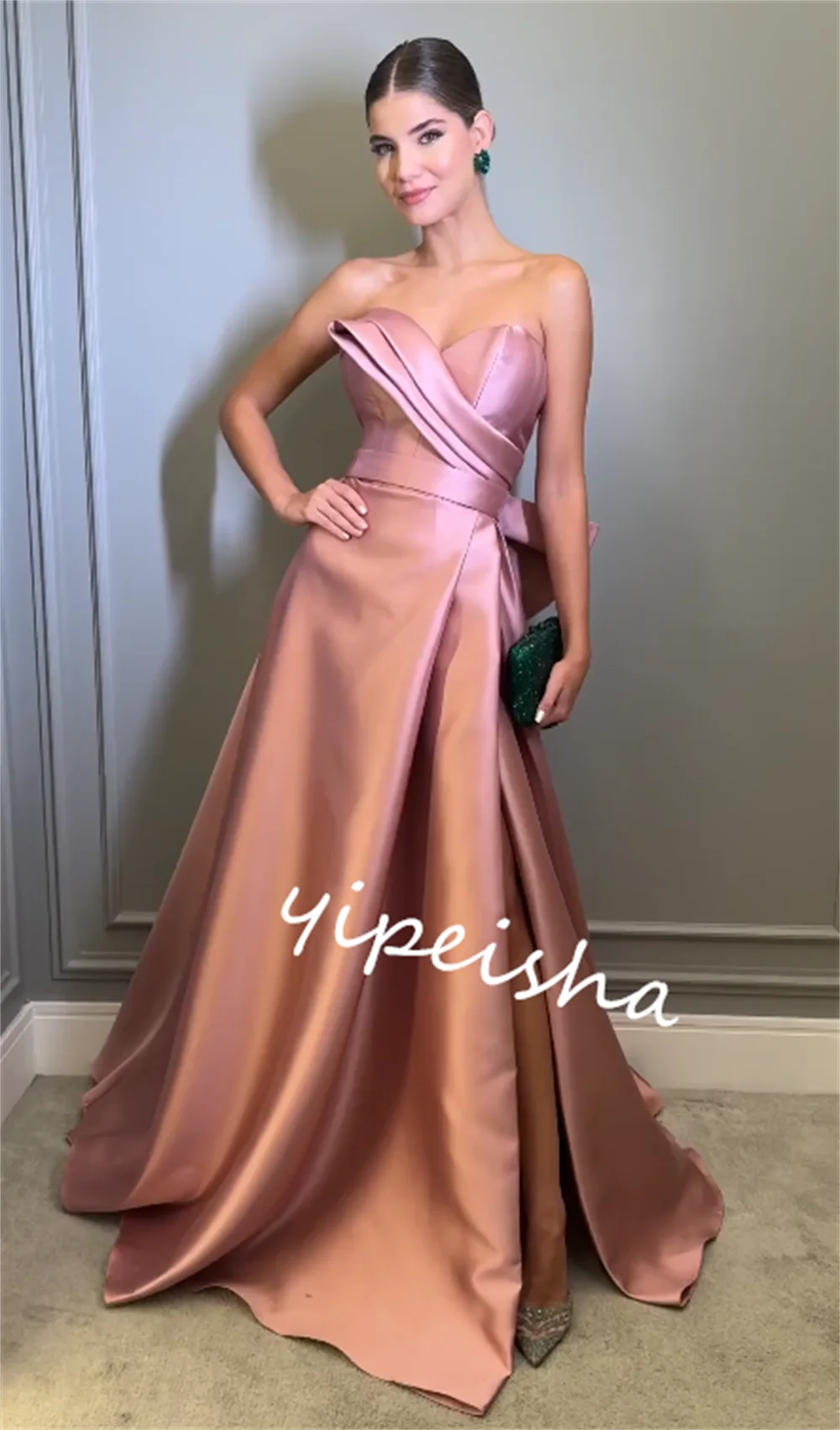 Customized S Bow Pleat Homecoming Straight Sweetheart Bespoke Occasion Gown Long Dresses