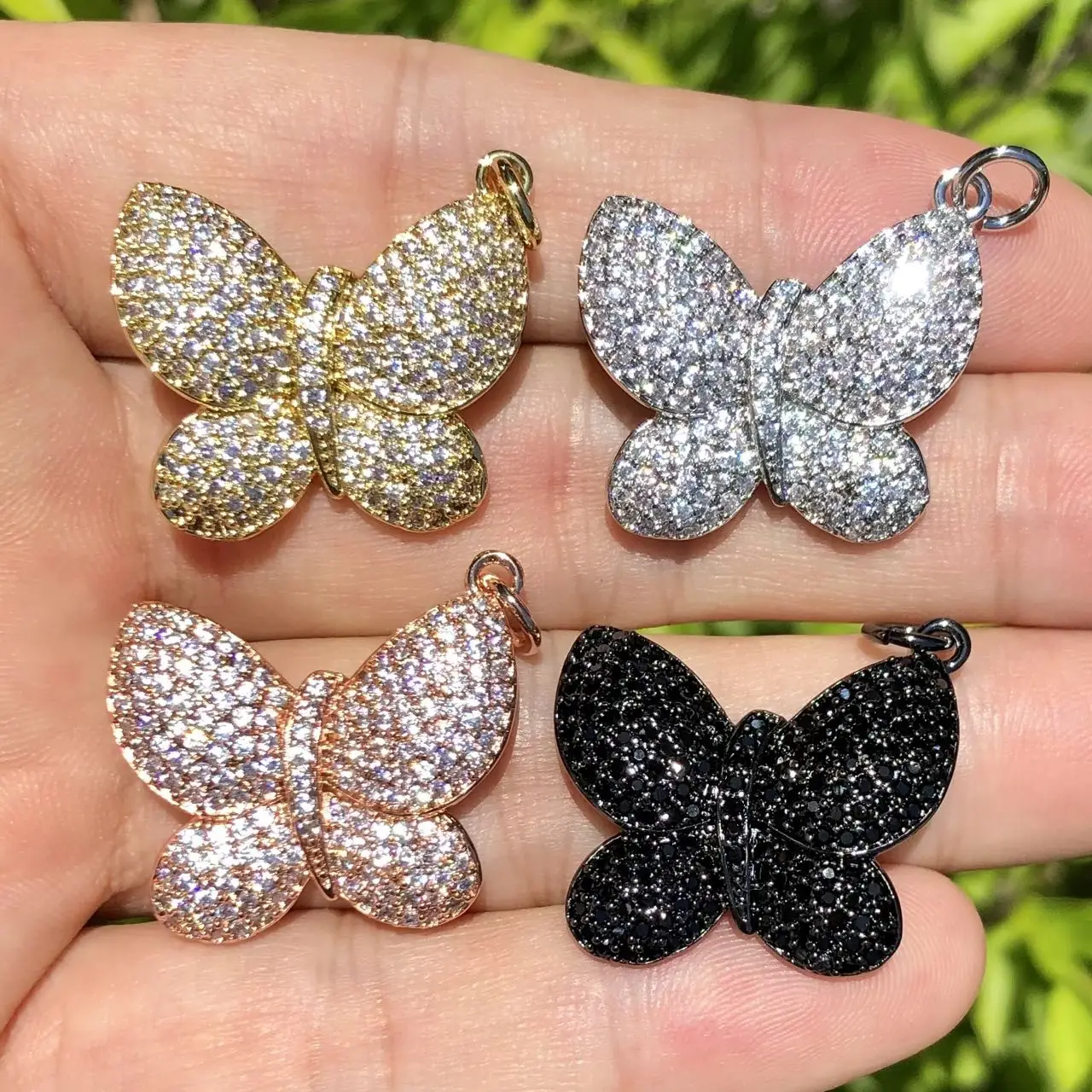 

5Pcs Cubic Zirconia Paved Butterfly Charms Pendant for Bracelets Necklace Jewelry Making Accessories