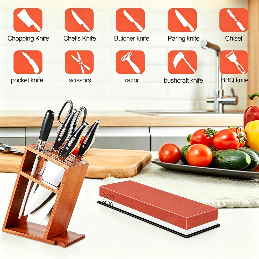 مجموعة أحجار شحذ السكاكين الاح - مراجعة Knife Sharpening Stone Whetstone 1000 6000 وسعره