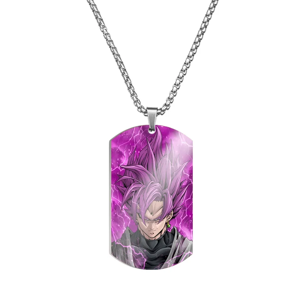 2024 Anime Dragon Ball super Saiyan Monkey King color printed stainless steel necklace festival gift