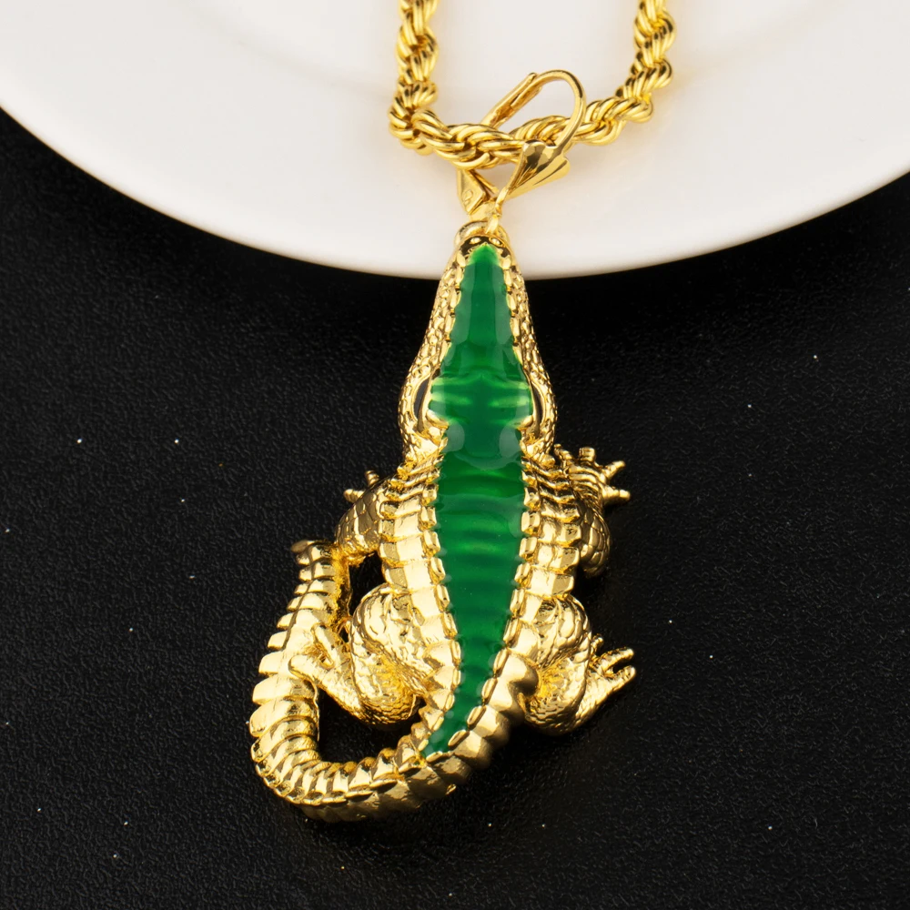 Dubai vergoldetes unbesiegbares Krokodil-Halsketten- und Ohrring-Set für Frauen, afrikanischer edler Stil, Design-Schmuck, Party-Geschenk – Detail 11