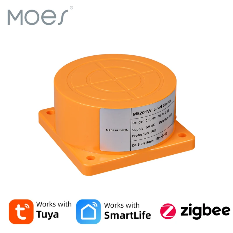 

MOES Tuya Zigbee Smart Ultrasonic Liquid Level Sensor Water Tank Monitor With Real-Time Alarm Notification APP Remote Detector