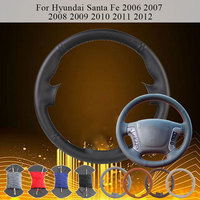 DIY Customized Anti-Slip Safety Car Steering Wheel Cover For Hyundai Santa Fe 2006-2012 Microfiber Leather Auto Grip Cover