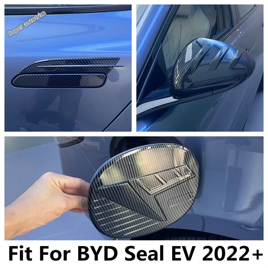 

Door Handle Bowl / Rearview Mirror Cap / Charging Port Panel Cover Trim For BYD Seal EV 2022 2023 2024 Carbon Fiber Accessories