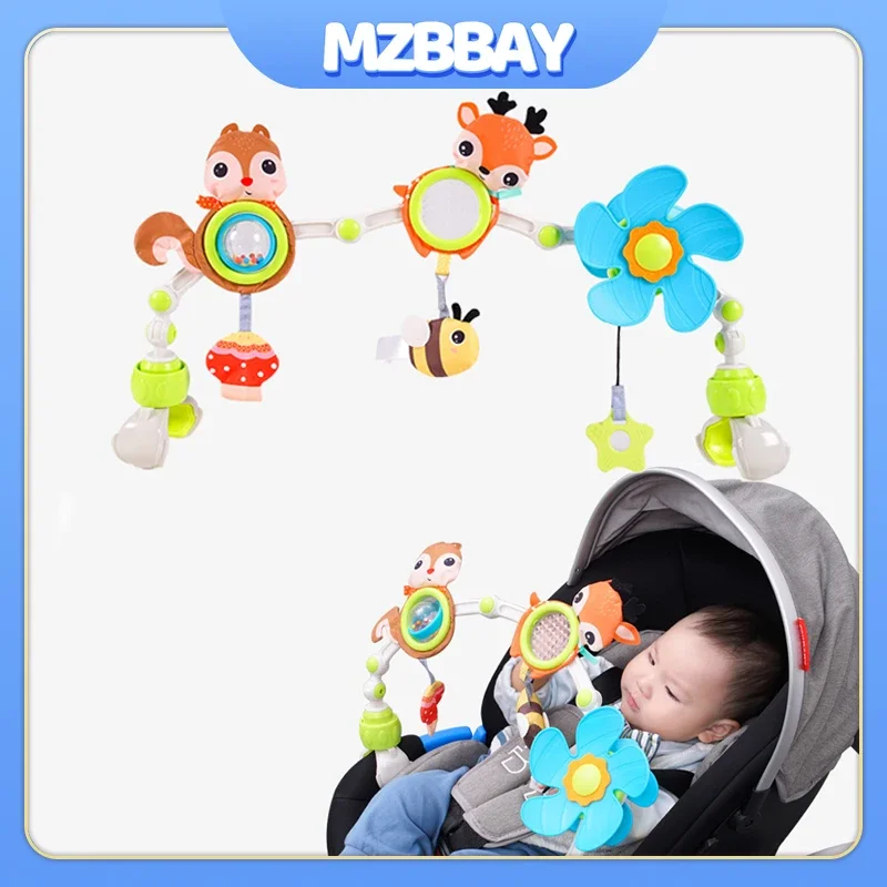 Babyspeelboog Wieg Speelgoed Wandelwagen Hangend speelgoed, 0-12 maanden pasgeboren bedwikkelspeelgoed voor sensorische ontwikkeling Baby-autostoelspeelgoed