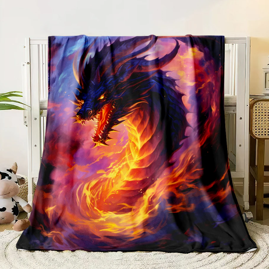 Dragon Totem Fashion printed flannel blanket. Four seasons blanket for sofa,beds,living room,travel picnic blanket gifts