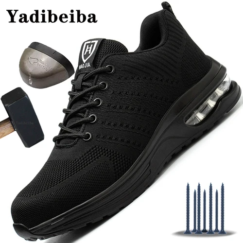 Imagen 2 del producto Zapatos de seguridad con cojín de aire para hombre, zapatos de protección de seguridad con punta de acero, zapatos deportivos de trabajo a prueba de pinchazos, botas, zapatos de construcción
