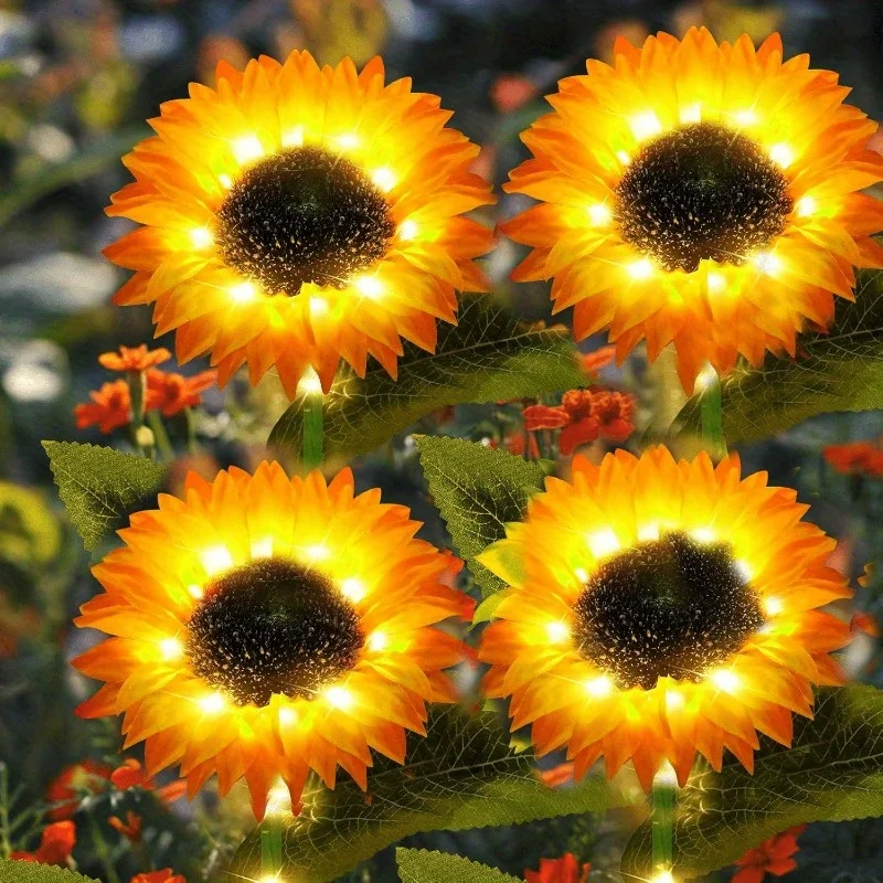 

4/ 8 PACK 28Inch 600mAh Solar Sunflower Lights Outdoor Garden Decor - Upgraded Solar Garden Lights, Gift for Mom and Friends, Solar Outdoor Lights, Solar Decorative Lights for Garden, Patio, Yard