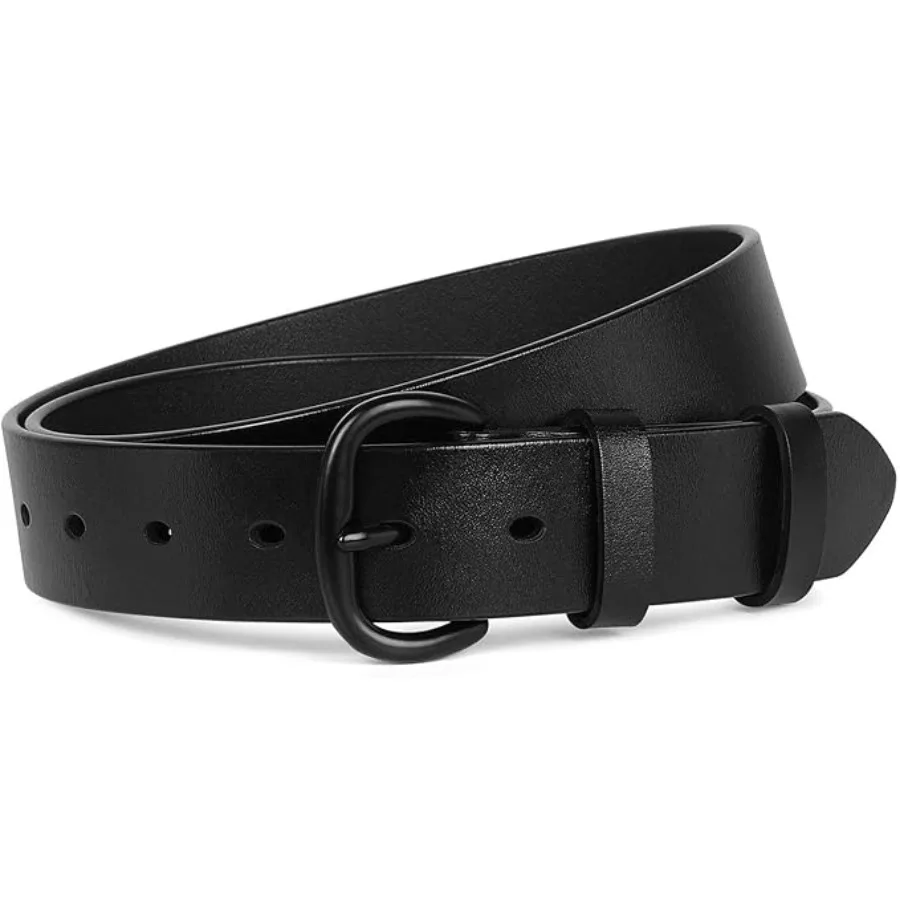 

Women Leather Belt for Jeans Pants Dresses Black Ladies Waist Belt with Black Buckle, Fit Waist Size:32"-38", Black(black Buckle)