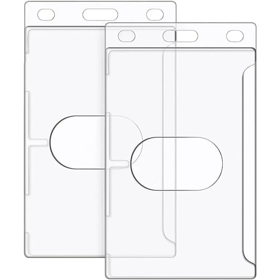 

Жесткий пластиковый держатель для бейджа, прозрачный держатель для карточек ID Badge Me с удобным доступом, вертикальный стиль, 2 шт.