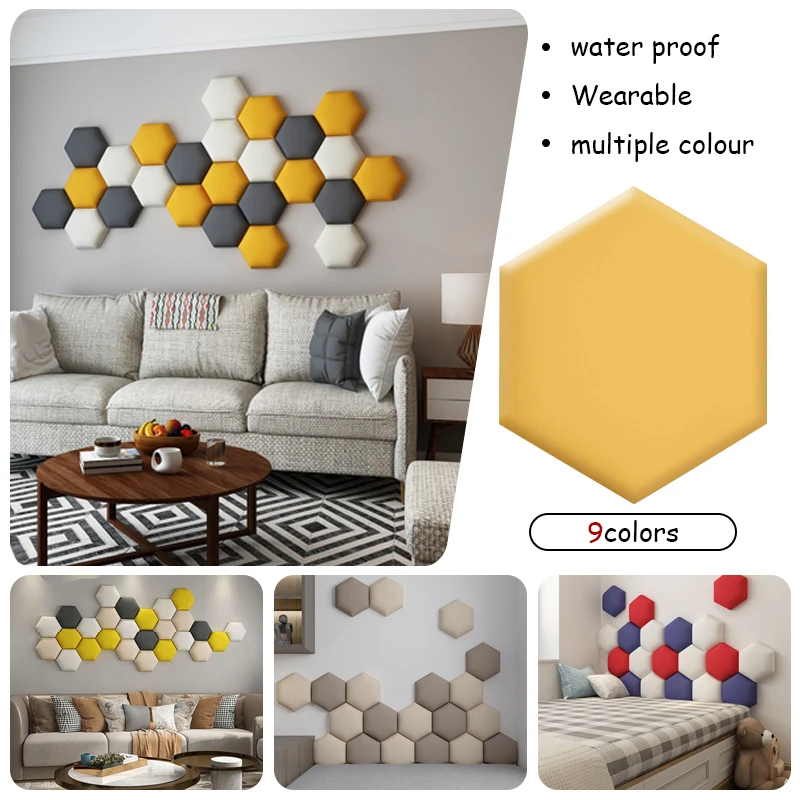 Cabecero Hexagonal nórdico para habitación de niños, bolsa suave, pegatina de pared 3D, cabecero de cama Tatami, pegatina autoadhesiva para pared de fondo