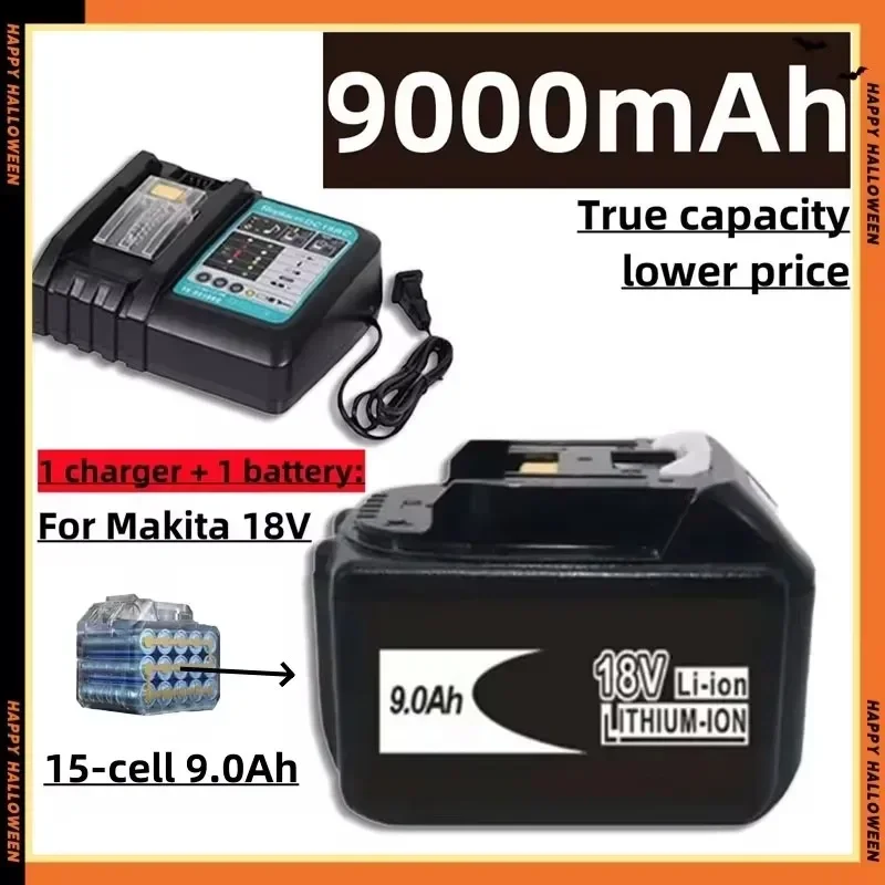 18v Battery for Makita Screwdriver BL1860 BL1850B BL1850 BL1840 BL1830 and 18v Charger Replacement Batteries for Power Tools.