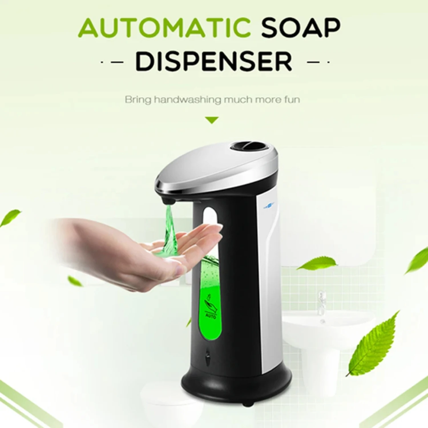 เครื่องจ่ายสบู่เหลวอัตโนมัติขนาด 400 มล. เซ็นเซอร์อัจฉริยะ Touchless ABS Electroplated Sanitizer Dispensador ขวดสําหรับห้องครัวห้องน้ํา