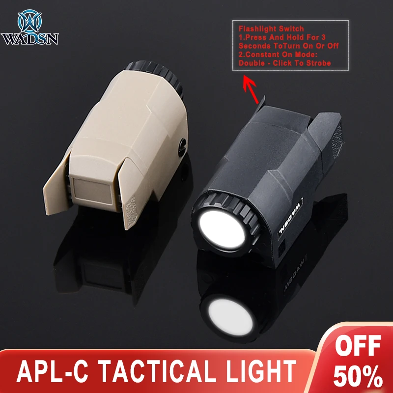 Wadsn APL_C Tactical Light APL Pistol Light Airsoft Gloc17 Hunting Weapon Scout Flashlight ConstantMomentary StrobeFit 20mm Rail