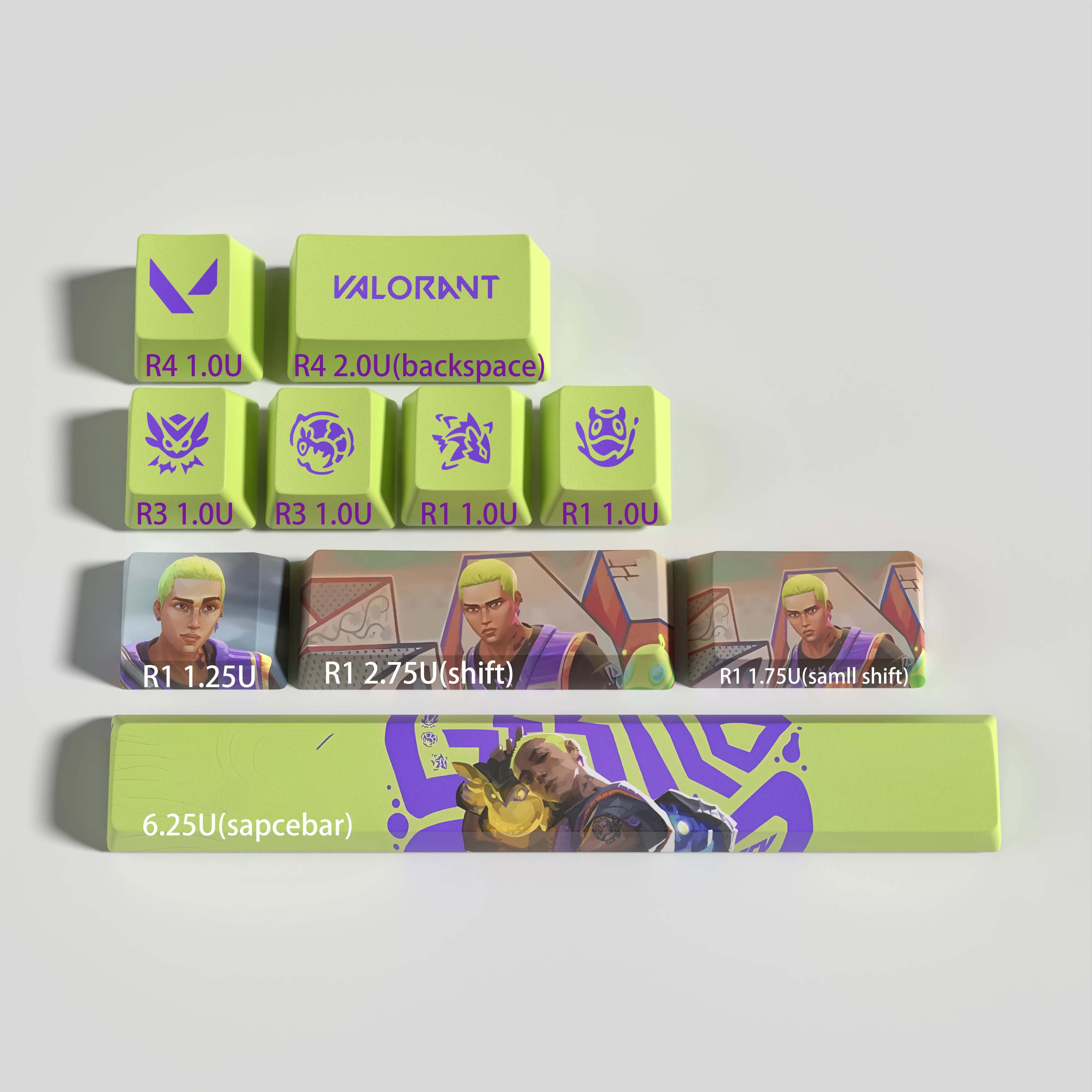 Valorant Keycaps Gekko OEM Profile 10Keys PBT Dye Sub Keycaps