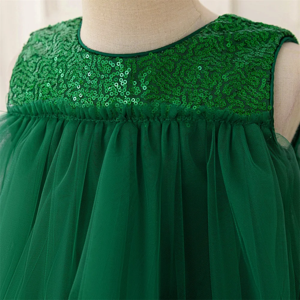 Christmas Green Lace Party Dress For Baby Girls Lace Fluffy Christening Dresses Girl Festival Carnival Costumes Kids Halloween