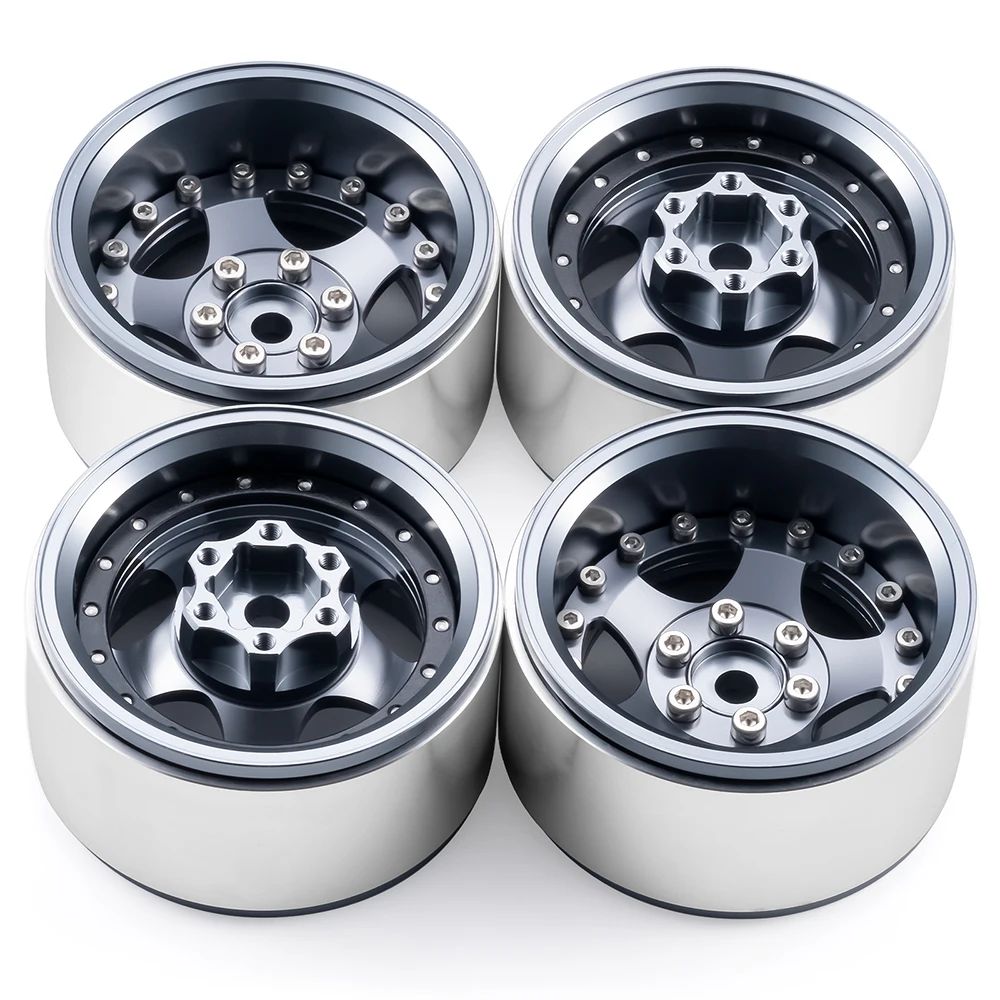 YEAHRUN 4 szt. Felgi Beadlock 1.9 cala z piastami do Axial SCX10 CC01 TRX4 TRX6 Wraith D90 1/10 RC Crawler Części Zamienne do Tuningu