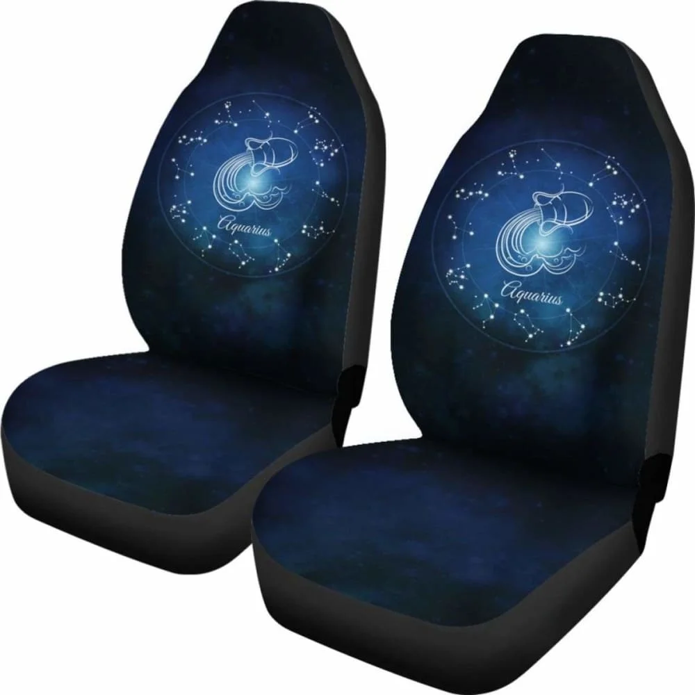 Aquarius Zodiac Sign Car Seat Covers Amazing Gift Pack of 2 Universal Front Seat Protective Cover