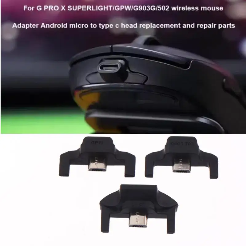 Micros USB To Type C Conversion Adapters for GPRO WIRELESS GProX Superlight Professional Gaming Mouse Repair Part