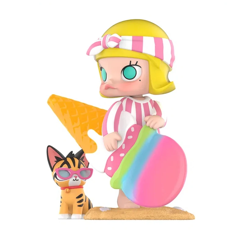 Sweet Pink Surfing Molly and Koi Action Figure Toys Gifts for Kids Kawaii 8.1cm 100% Molly Figure Doll Room Car Decoration