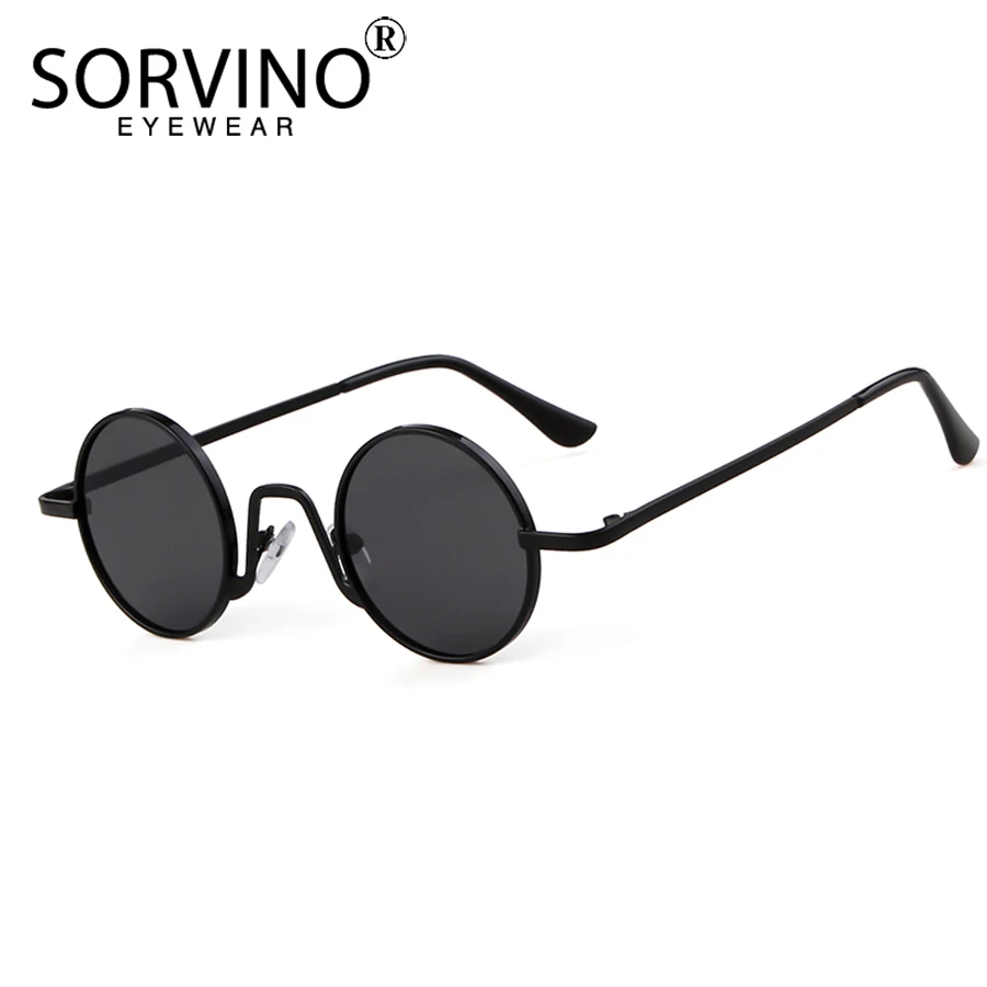 SORVINO 2023 Retro Skinny Round Steampunk Sunglasses Men Women Brand Designer Goggles Lady Mens Circle Sun Glasses Shades SP152