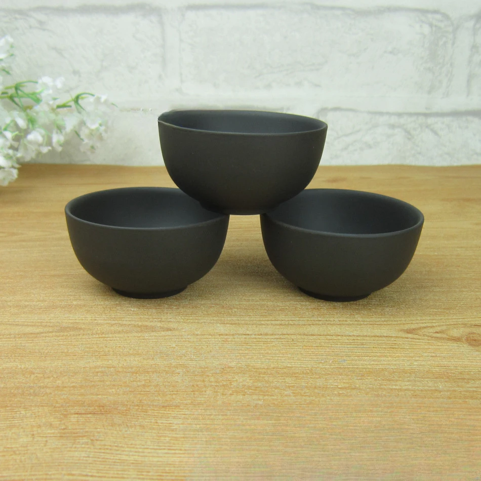 Promotion  Purple Clay Ceramic Tea Cup Set 60ml Big Capacity Black Teacup Cups Teacups Kung Fu A+ Quality Porcelain Gift