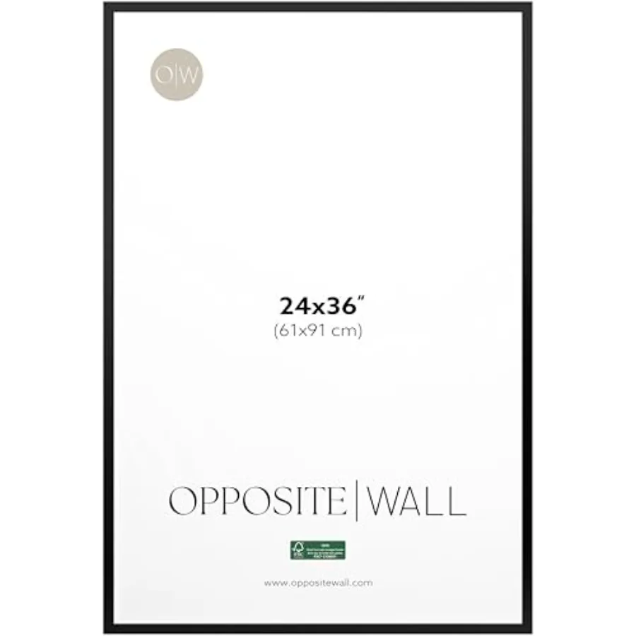 

24x36 in - Solid Oak Wood Picture Frame - Lightweight Versatile and Shatterproof - Large Wall Hanging Photo or Poster Frame - W