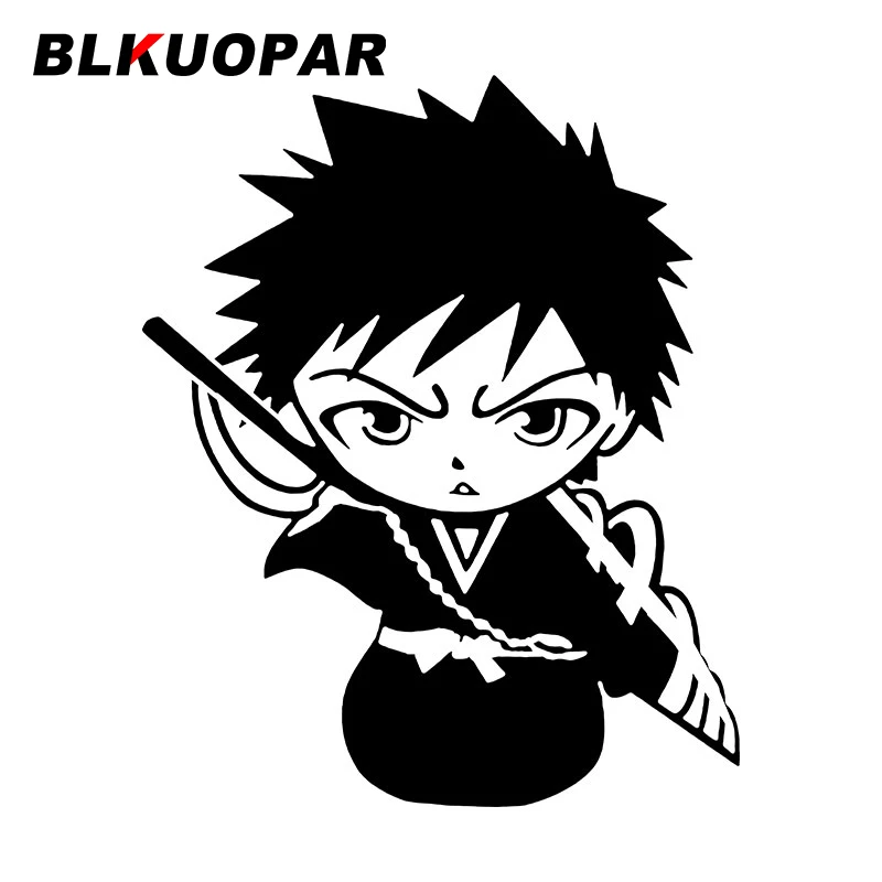 BLKUOPAR BLEACH Cute Kurosaki Ichigo Car Stickers Anime Decal Sunscreen Die Cut Windows Helmet Car Accessories