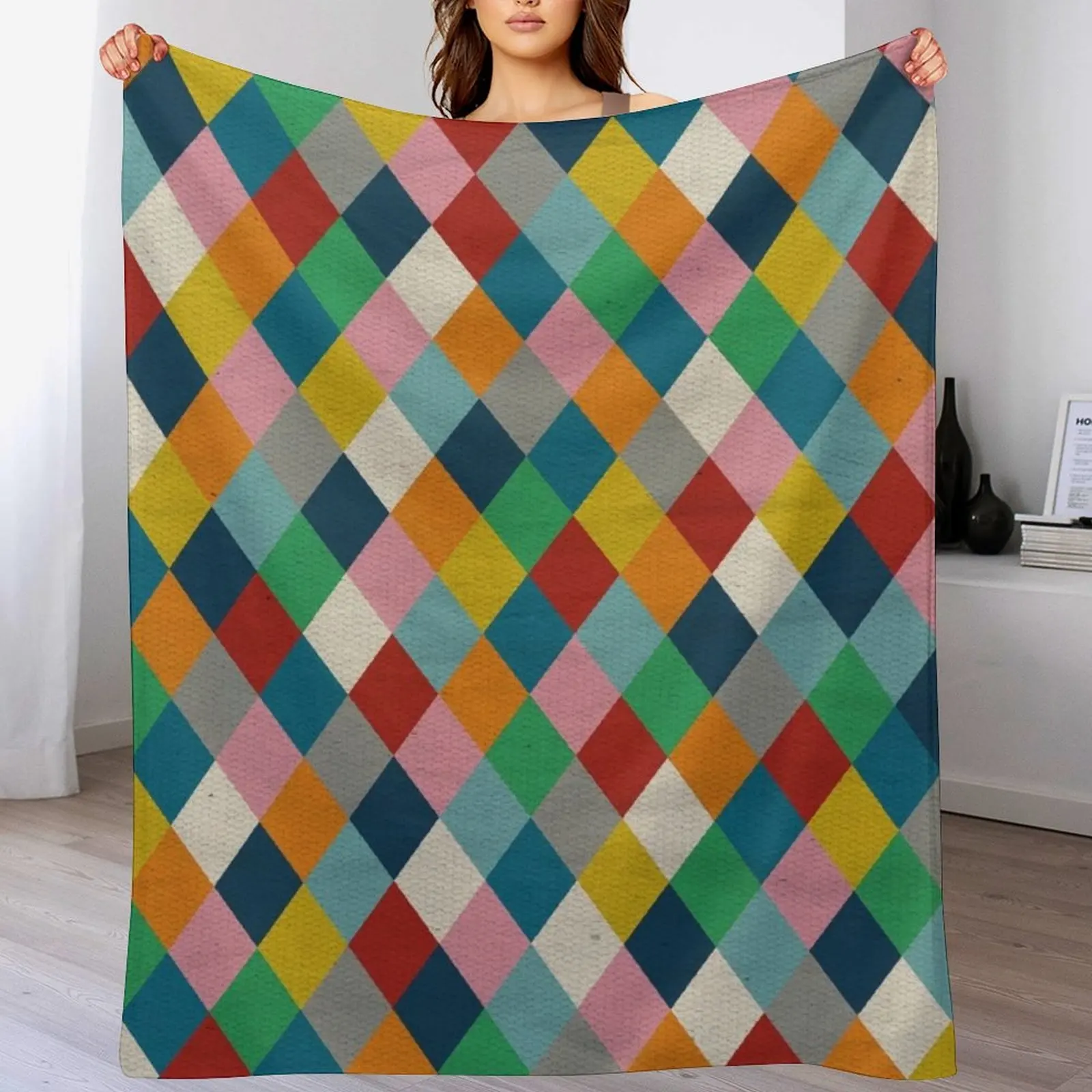 Harlequin Throw Blanket blankets ands Flannel Blankets