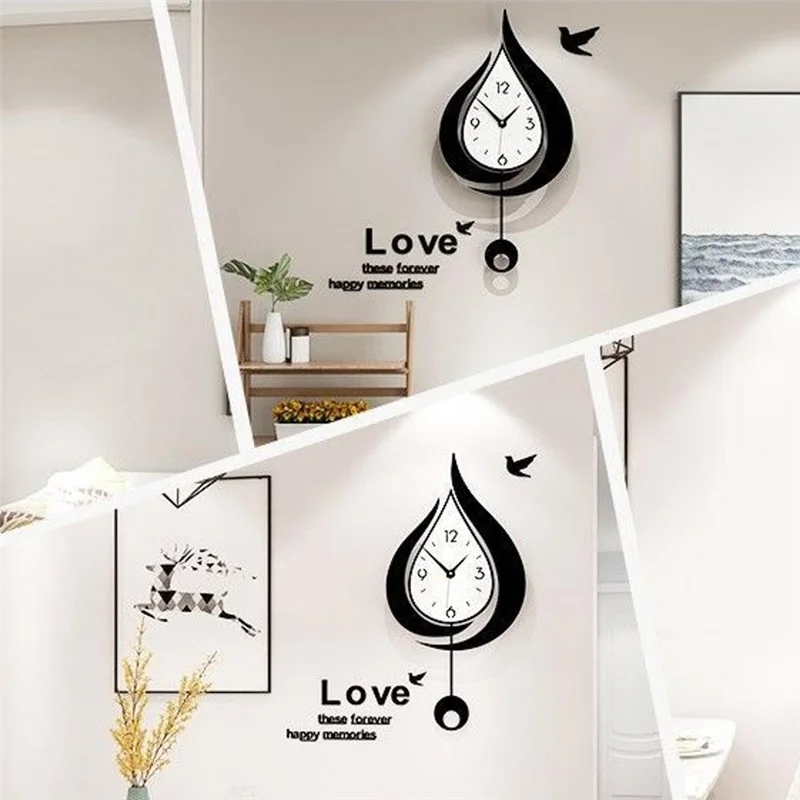 

KYCOR-Living Room Wall Clock, Dining Room, Entrance Clock Home Silent Punch-Free Clock