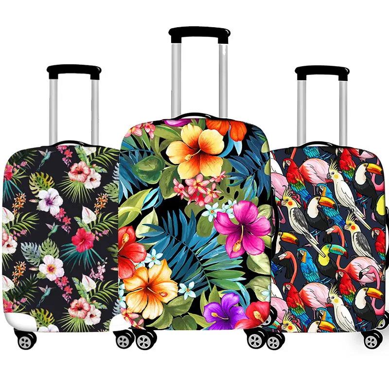 Fashion Flowers Grass Print Luggage Cover for Travel Accessories Anti-dust Suitcase Protective Covers Elastic Trolley Case Cover