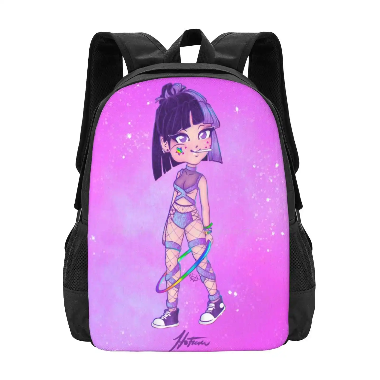 Light Chibi Raver Saturn Backpack For Student School Laptop Travel Bag Sailor Saturn Sailorsaturn Chibi Kawaii Rave Girl Raver