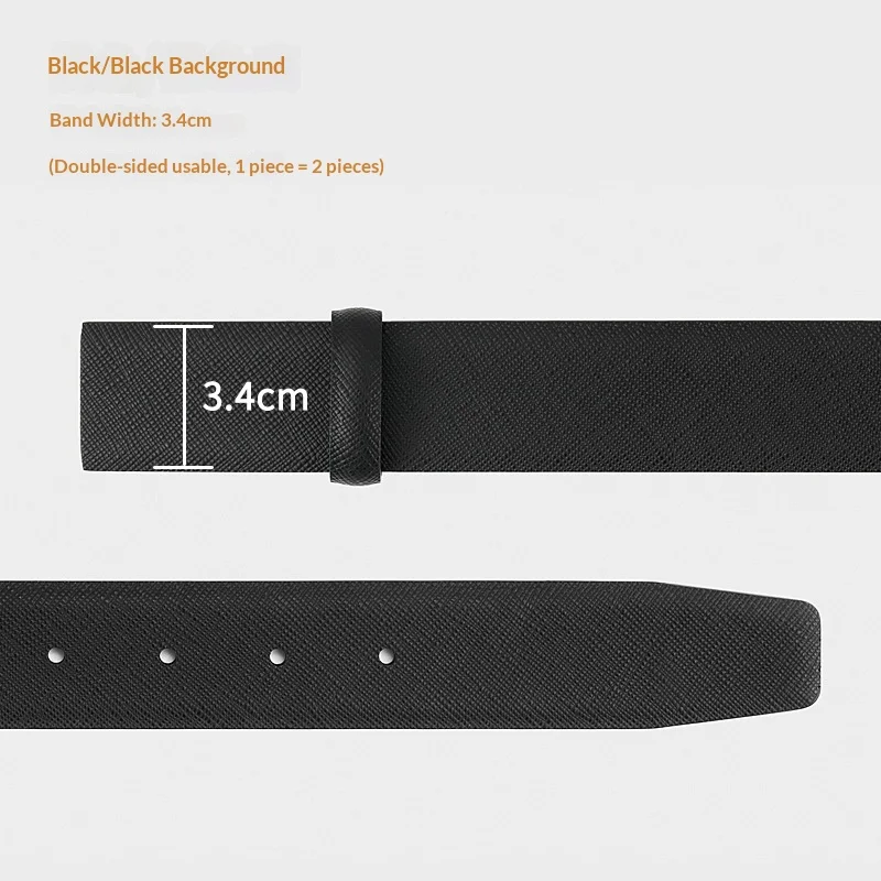 Ceinture vierge en cuir véritable de vache pour hommes, 3.4cm, Design Double face, couche supérieure de luxe, remplacement pour sans ceinture de tête, bricolage