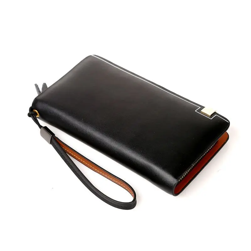 PU Wallet Men's Zipper Handbag Multi-Functional Gentleman Bag Mobile Phone Purse Spot Manufacturers Wholesale Black Business