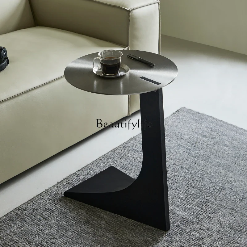 * Tavolino da divano in legno massello di noce nera nordamericana, pochi acciaio inossidabile