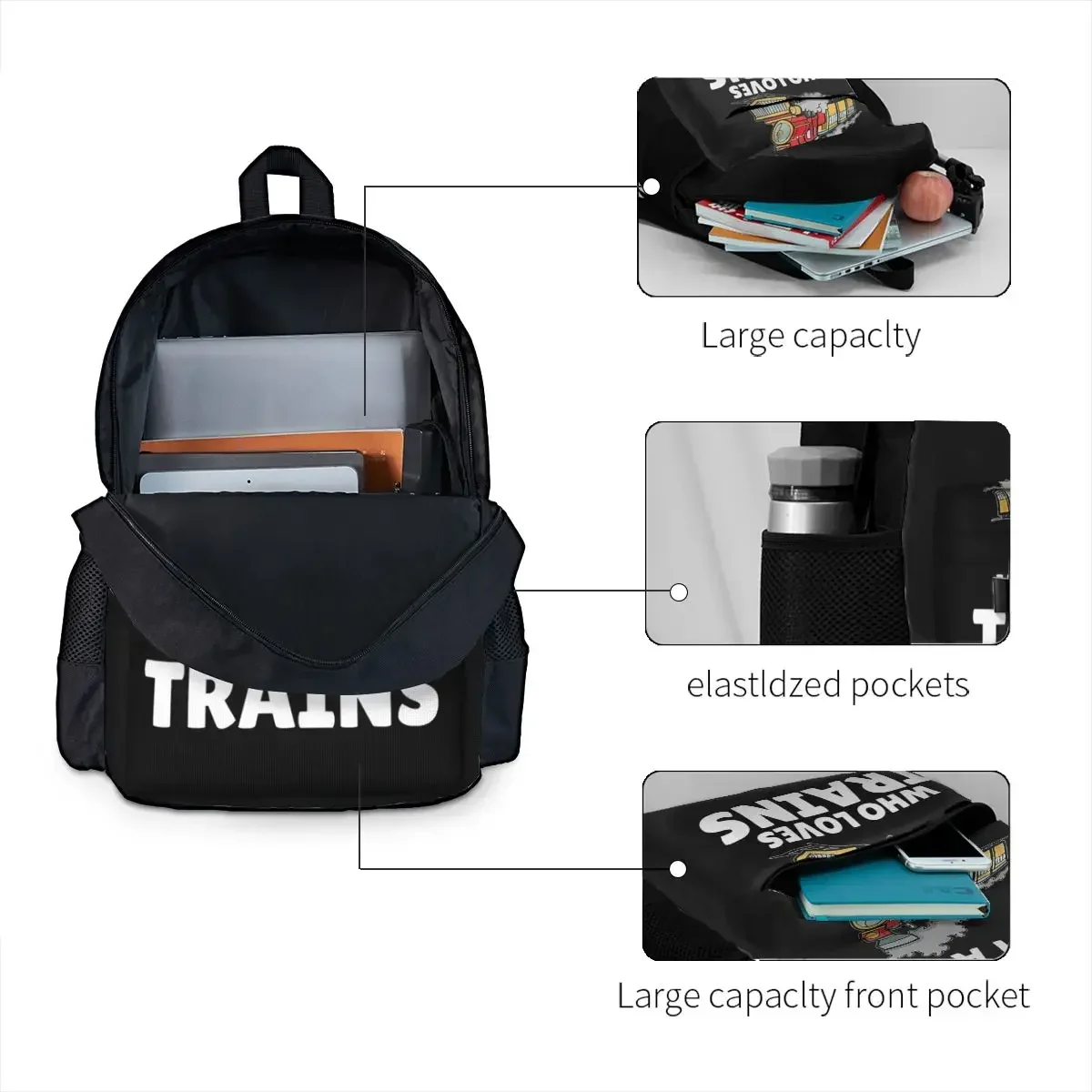 Just A Boy Who Loves Trains Backpacks Boys Girls Bookbag Children School Bags Cartoon Kids Rucksack Travel Rucksack Shoulder Bag