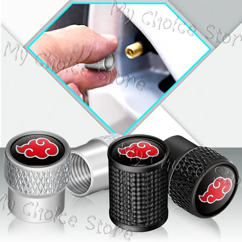 Japanese Anime Cartoon Auspicious Cloud Symbol Emblem Metal Alloy Car Wheel Tire Valve Stem Caps Dustproof Covers Decor 4Pcs