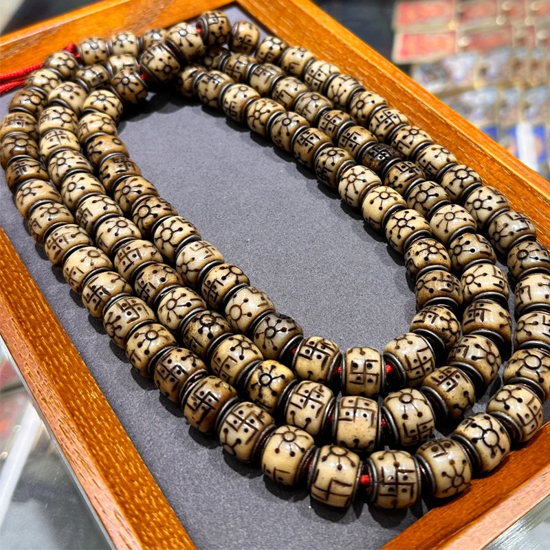 

108 Полуфабрикатные старые серебряные бусины ручной работы с инкрустацией из костей Будды