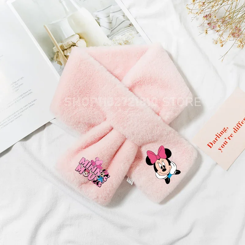 Mickey Minnie Mouse sciarpa autunno inverno morbido imitazione capelli di coniglio scialle peluche sciarpa calda simpatico cartone animato Anime