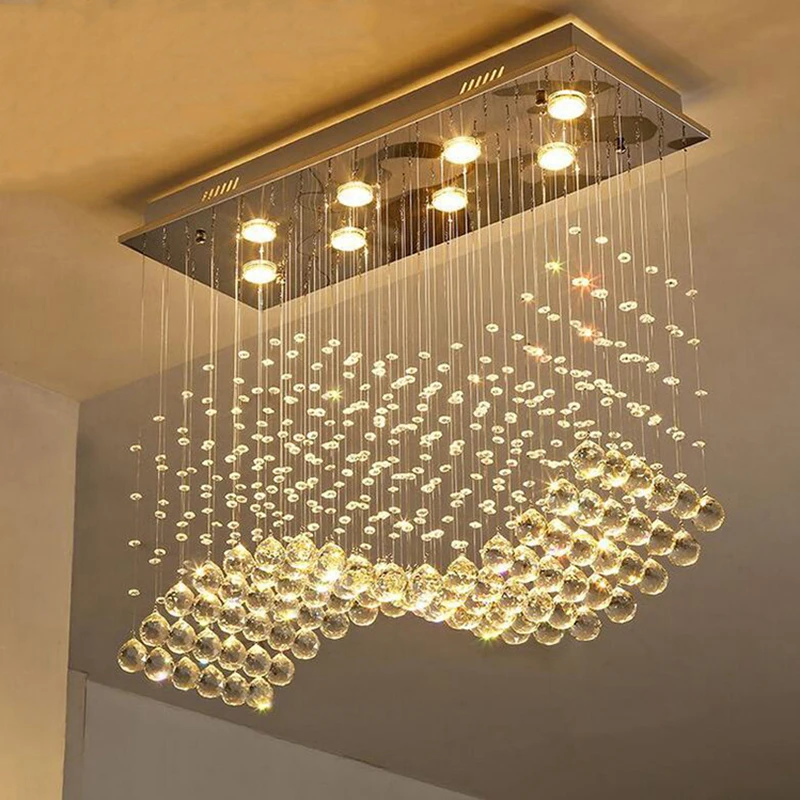 Imagem -06 - Lustres de Cristal para Sala de Estar Luminárias Led Modernas Lâmpada Retangular para Café Escritório Interior Casa k9