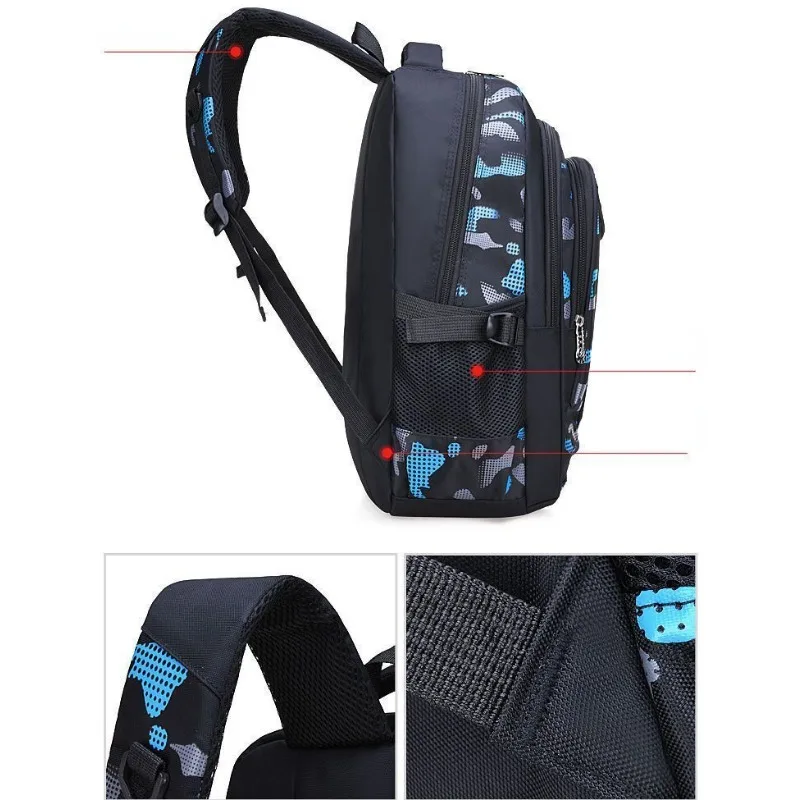 Mochila de escuela primaria para hombre, resistente al agua, con reducción de carga, de gran capacidad, novedad de 2024