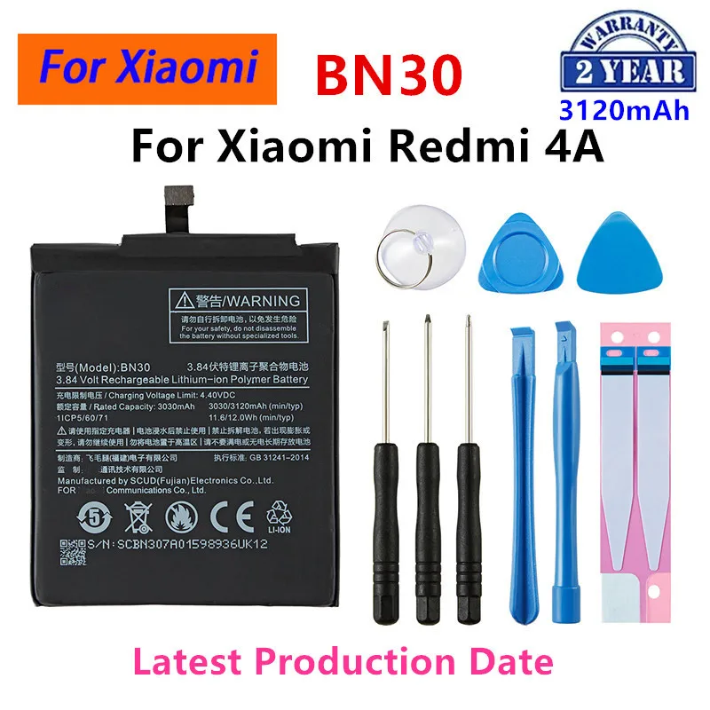 

Brand New BN30 3120mAh Battery For Xiaomi Redmi 4A Redmi4A BN30 High Quality Phone Replacement Batteries +Tools