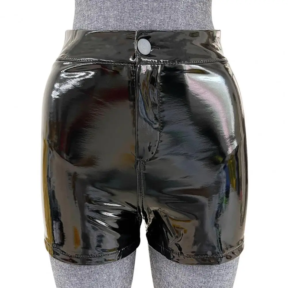 

Elastic High-waisted Shorts Glossy Faux Leather High Waist Women's Shorts Hip Lifting Elastic Nightclub Wear Butt-hugging Shorts