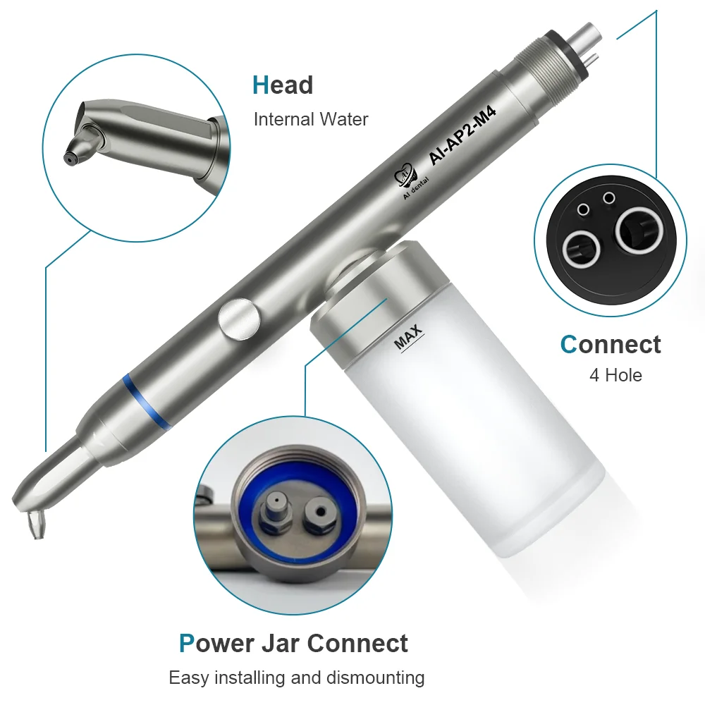 เครื่องขัดฟันด้วยลมแบบมืออาชีพ AI-AP2 ​   เครื่องพ่นผงอะลูมินาพร้อมระบบฉีดน้ำภายในสำหรับคลินิกทันตกรรม