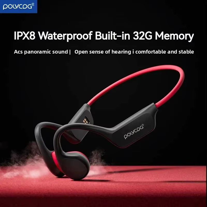 אוזניות אלחוטיות POLVCDG Bone Conduction Headset X7 IPX8 32GB Bluetooth 5.3 עם מיקרופון עמידות למים לשחייה 2023 חדשות