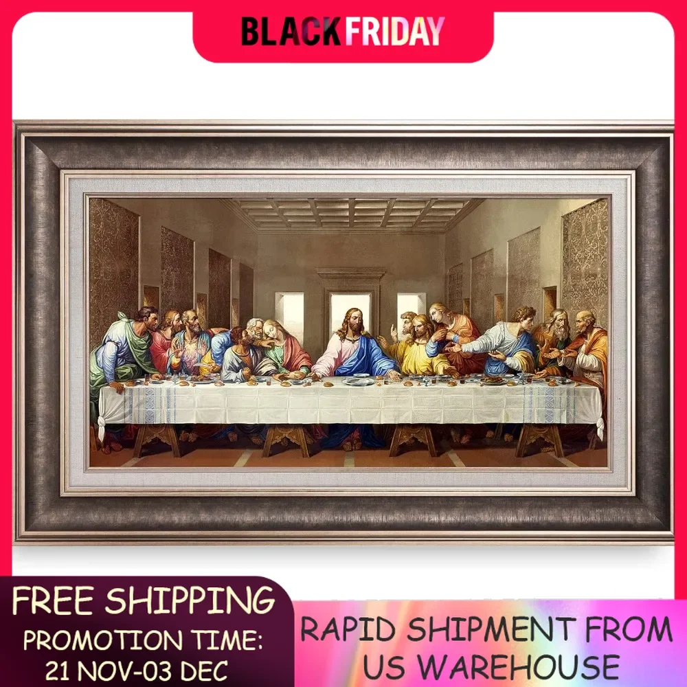 The Last Supper By Da Vinci The World Classic Art Reproductions,Giclee Prints Framed WallArt for Home Decor, Wall Decoration