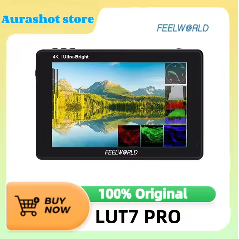 FEELWORLD LUT7 PRO 7" 4K HDMI Monitor 1920x1200 DC Out for DSLR Mirrorless 3D LUT 2200nit IPS Touch Screen F970 External Power