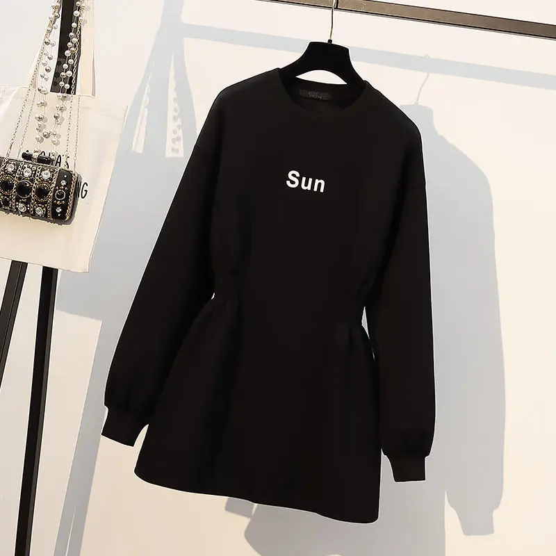 Women Korean Fashion Letter Print Elegant Chic Slim Sweatshirts 2023 Autumn Winter Female Casual Plush Thick Tunic Pullover Tops